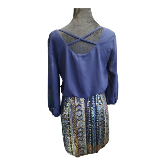 NWT Dani Collection Elegant Blue and Multicolor Women's Dress Size L - Picture 9 of 13